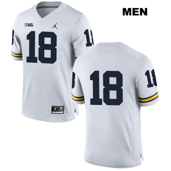 Men's NCAA Michigan Wolverines Brandon Peters #18 No Name White Jordan Brand Authentic Stitched Football College Jersey AQ25E16DU